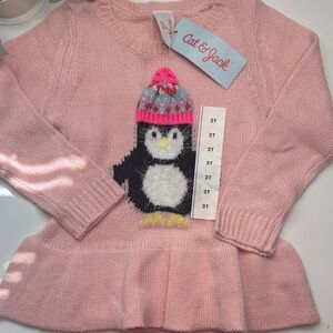 Cat & Jack Light Pink Penguin Sweater
